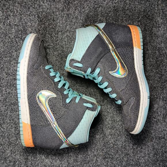 Nike Dunk Sky Hi Wedge Shoes Womens Size 7.5 Gray Safari Iridescent 585560-002 - Picture 5 of 10